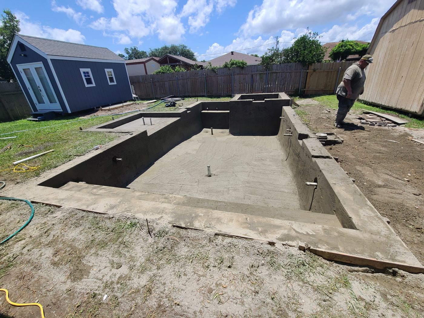 Step 8 of 14, Gunite: The finished gunite shell, curing.